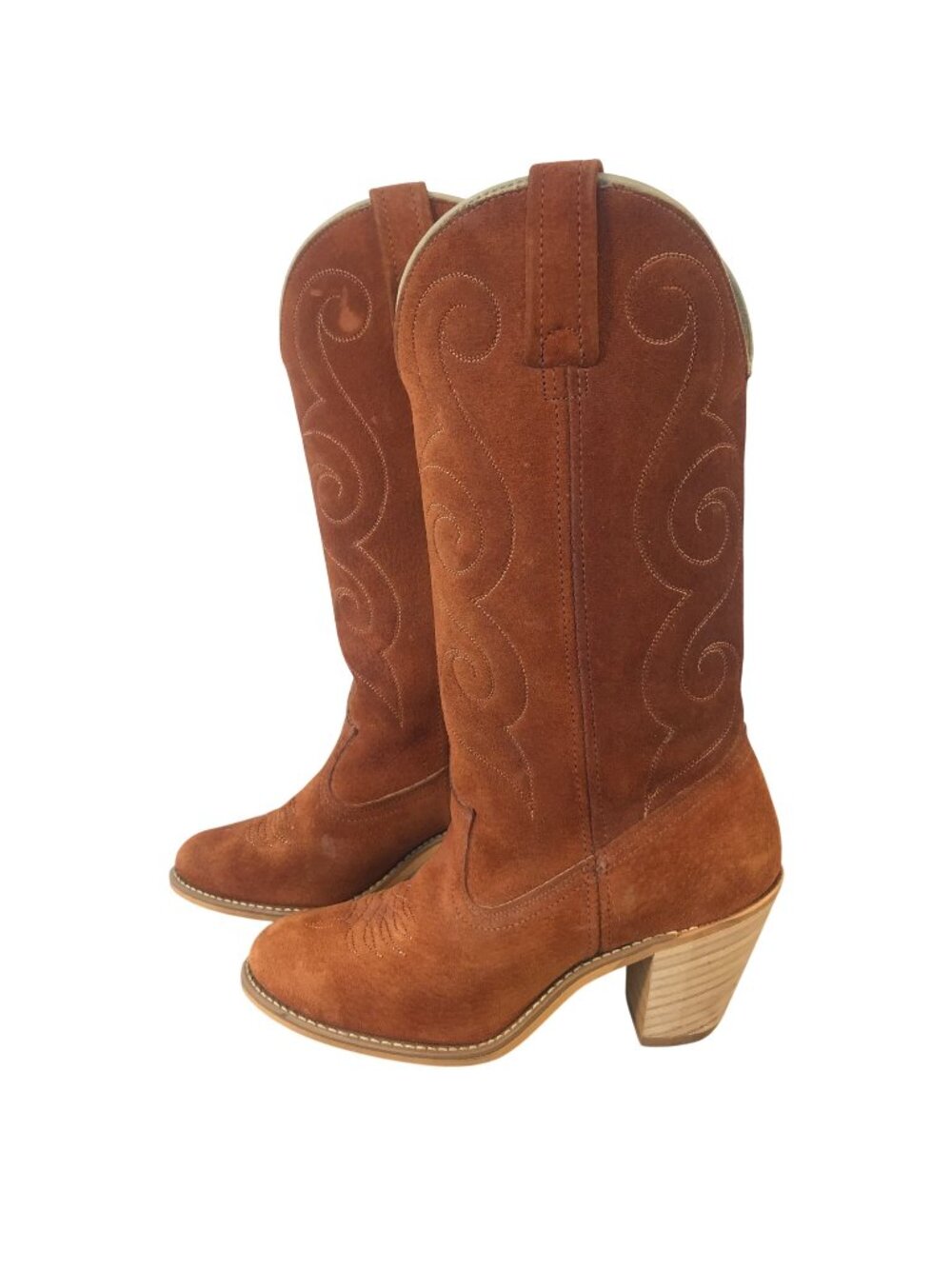 Acme Womens Stacked Heel Suede Brown Cowboy Western Boots 6 M 583 USA